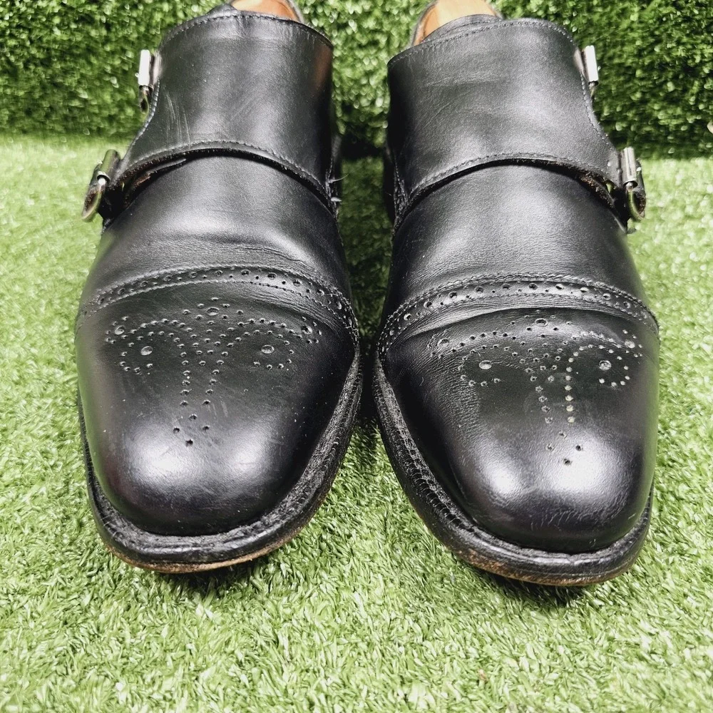 Allen Edmonds St Johns Black Leather Double Monk Strap Dress Shoes Mens 8.5 D